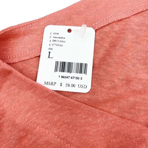 NWT FREE PEOPLE Long Weekend Linen Blend Keyhole Halter Top Sz Large Watermelon - Picture 5 of 6